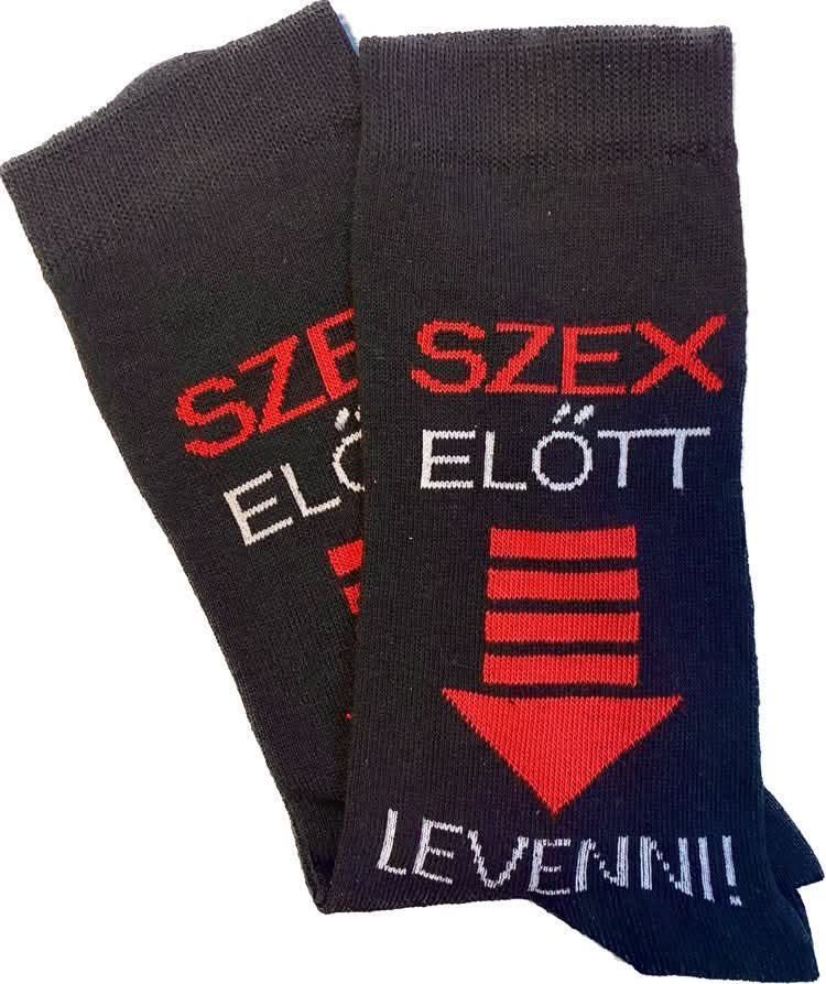 FÓRITEX GYÁRTÁSÚ VICCES 'SZEX ELŐTT LEVENNI FELIRATÚ' BOKAZOKNI