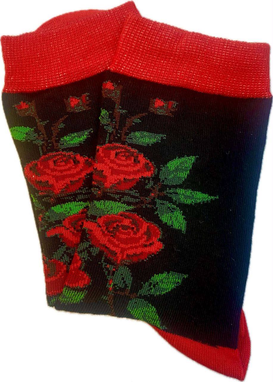 Yvonne rózsa mintás bokazokni