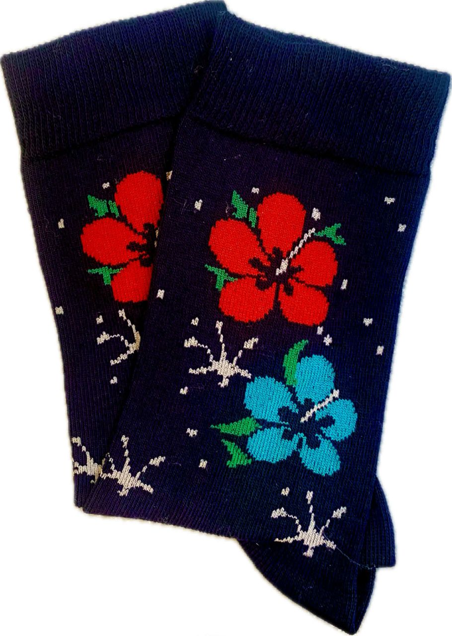 Yvonne színes virágok mintás bokazokni